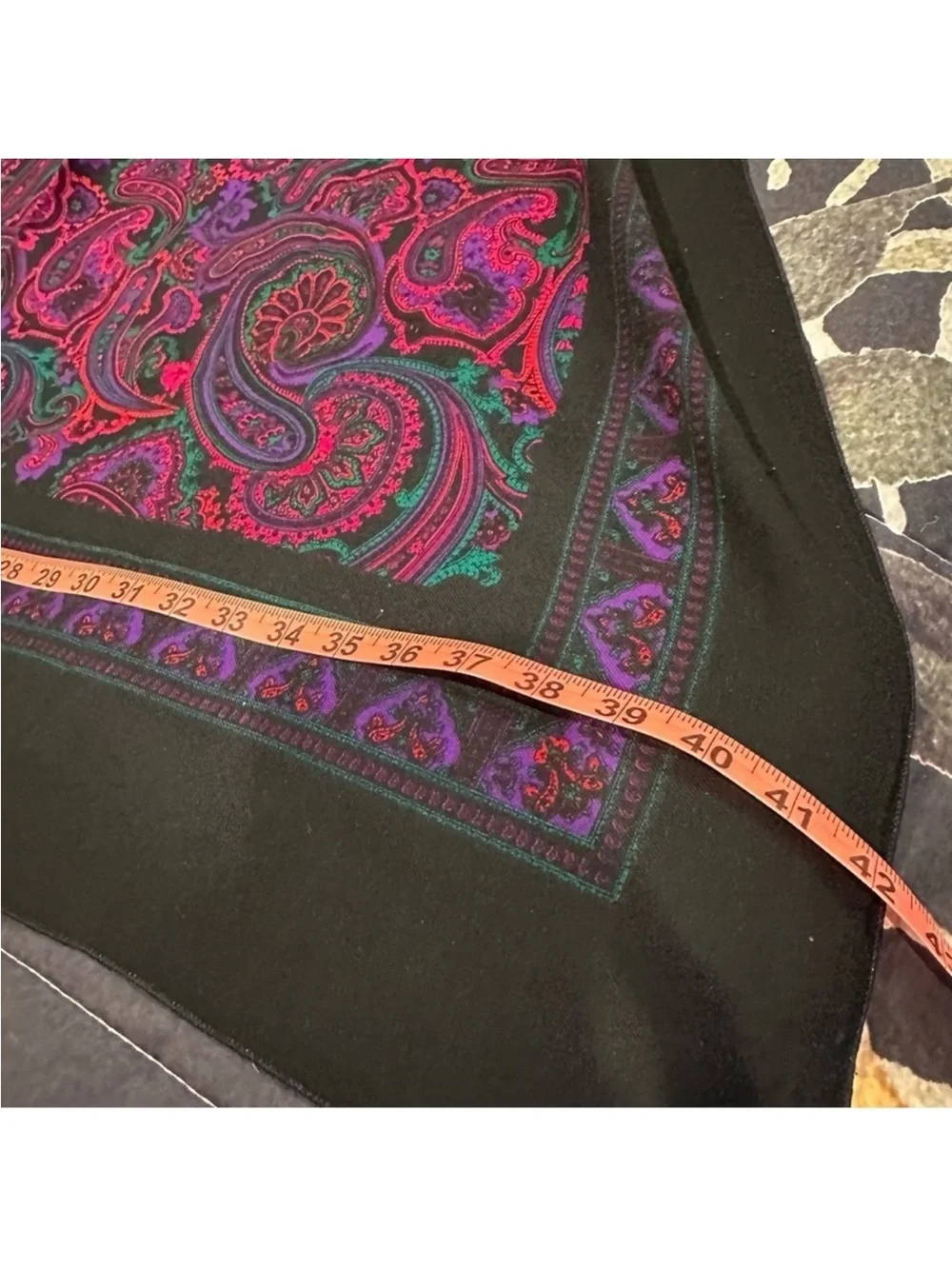 Vintage Black Paisley Pattern Women's Scarf - Vibrant Pink Purple & Teal Accents